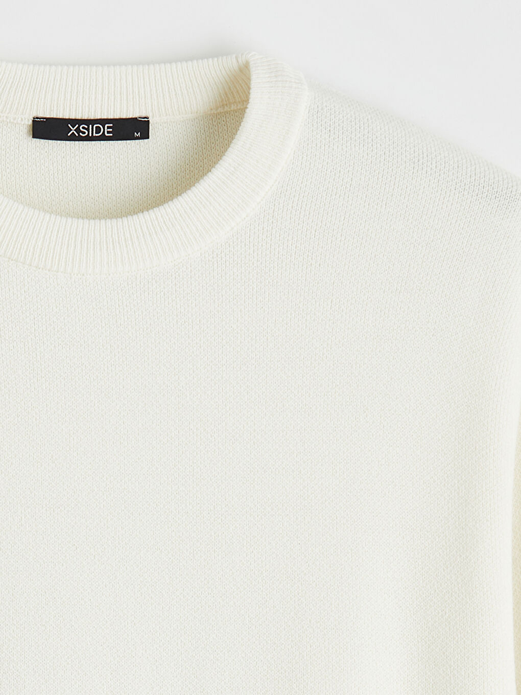 Ekru Bisiklet Yaka Erkek Triko Kazak-1