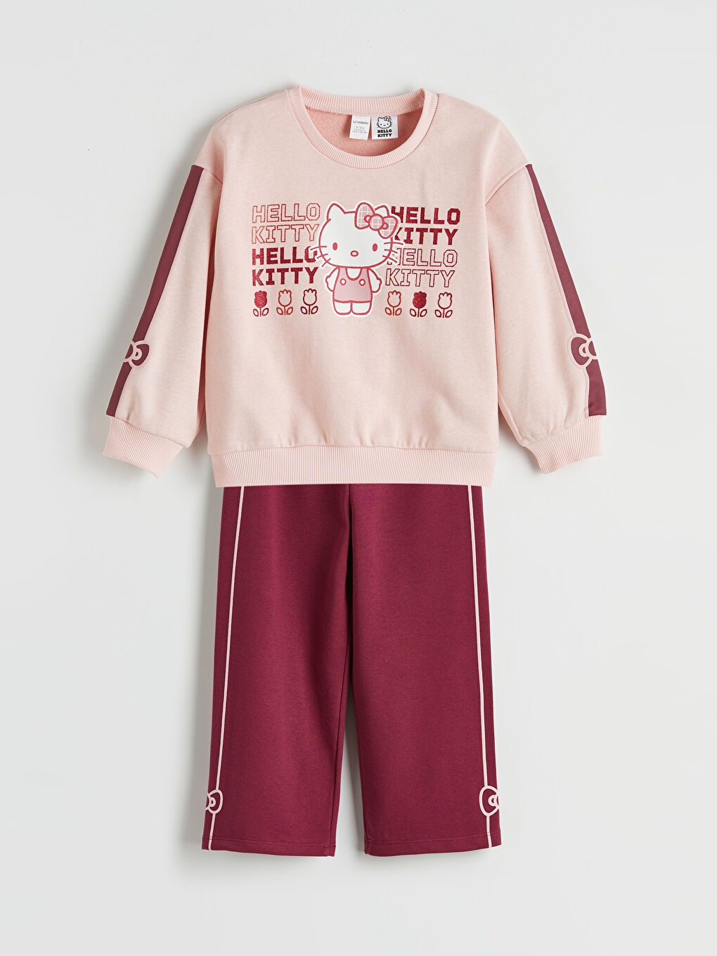 Pembe Hello Kitty Baskılı Kız Çocuk Sweatshirt ve Eşofman Alt