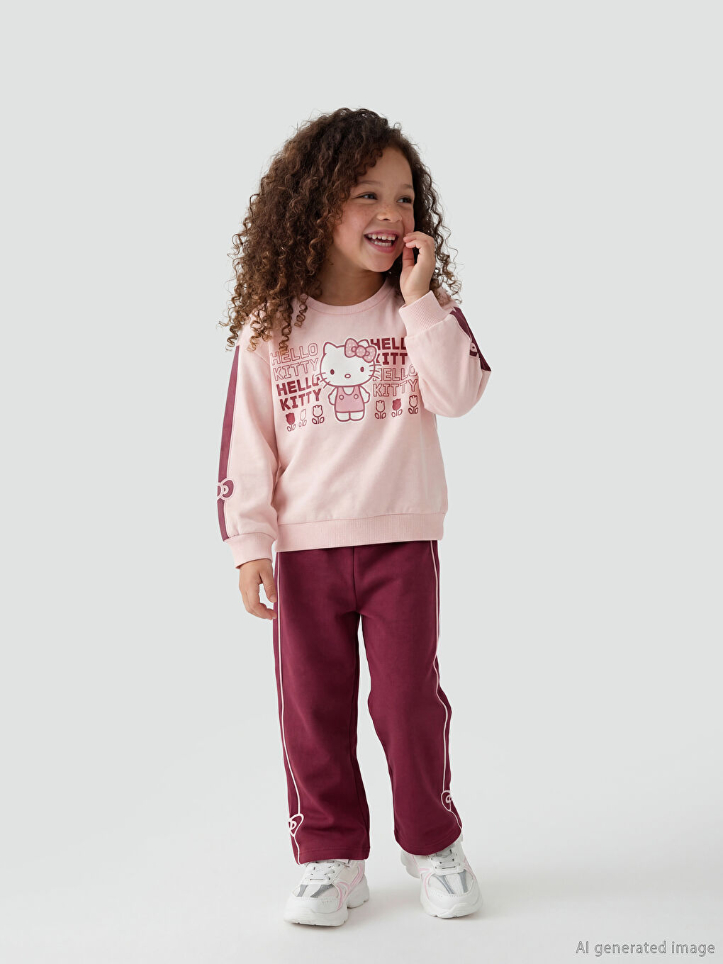 Hello Kitty Printed Girls' Sweatshirt and Sweatpants Set-1