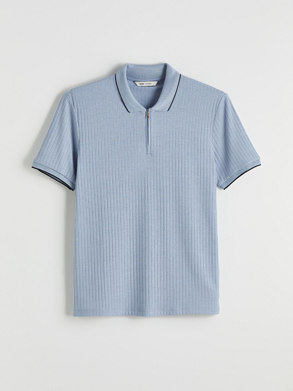 Mavi Polo Yaka Erkek Tişört-4