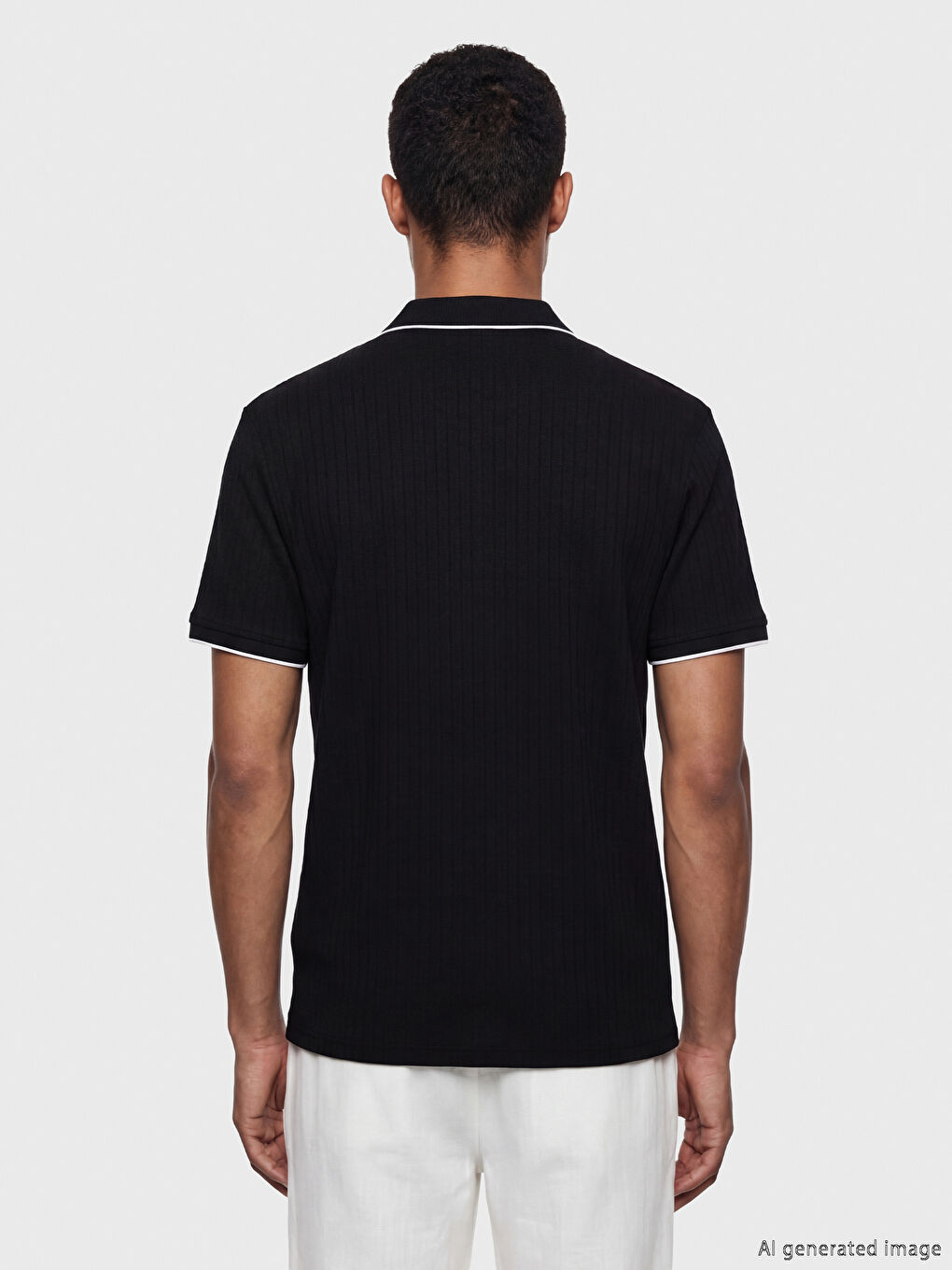 Siyah Polo Yaka Erkek Tişört-2