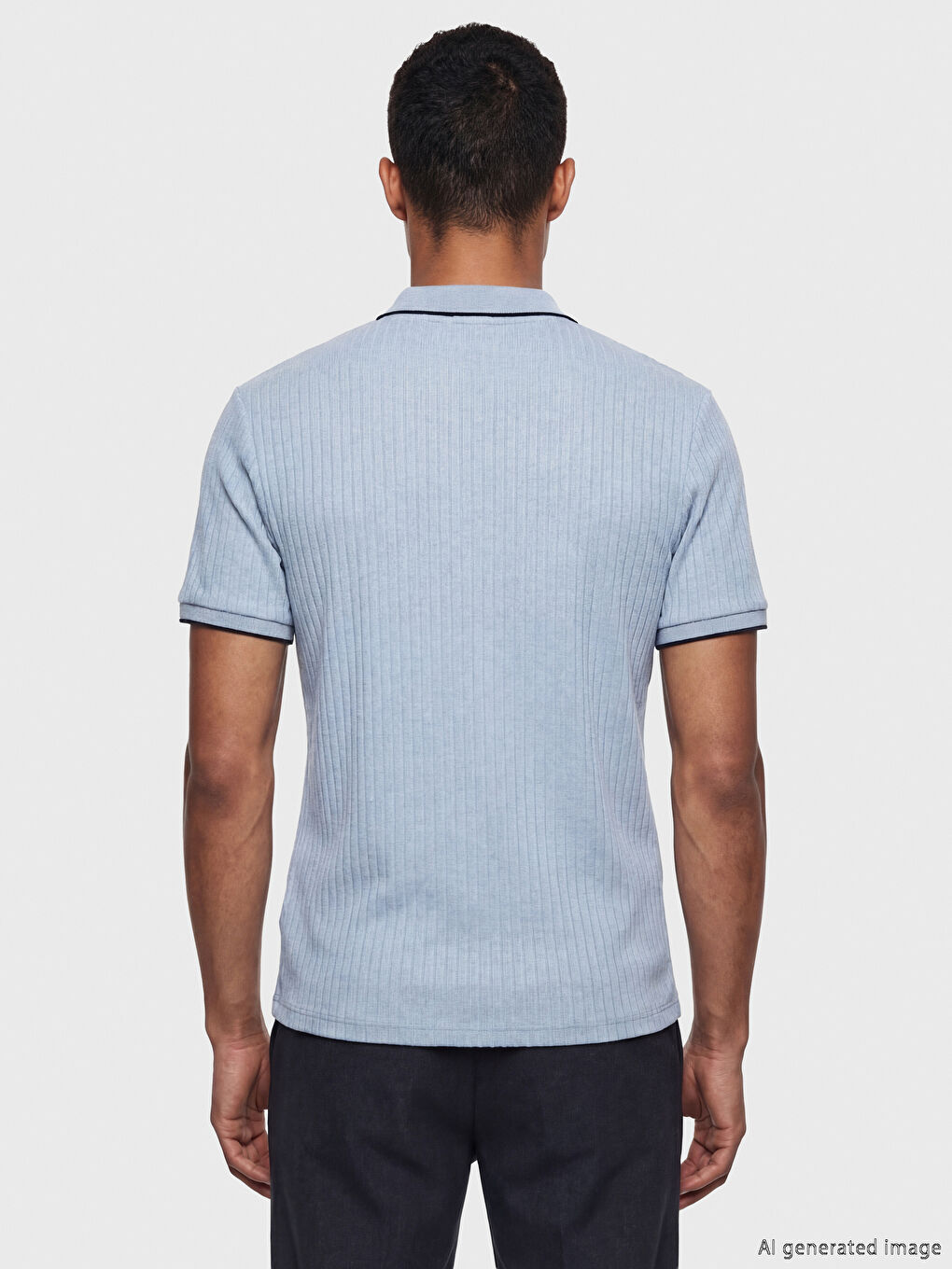 Mavi Polo Yaka Erkek Tişört-3