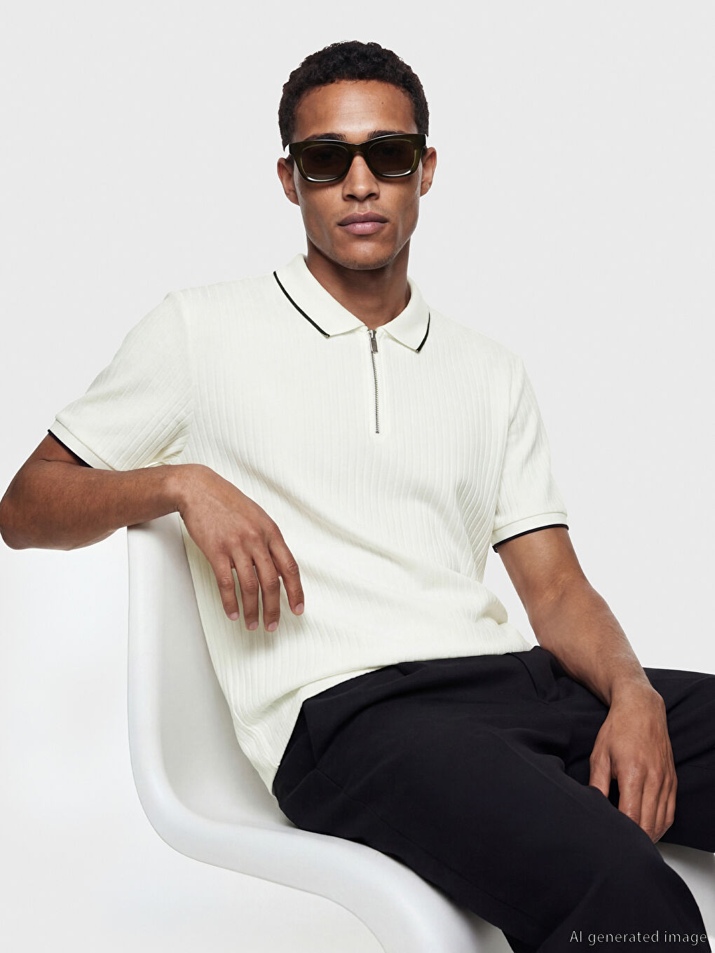 Ekru Polo Yaka Erkek Tişört