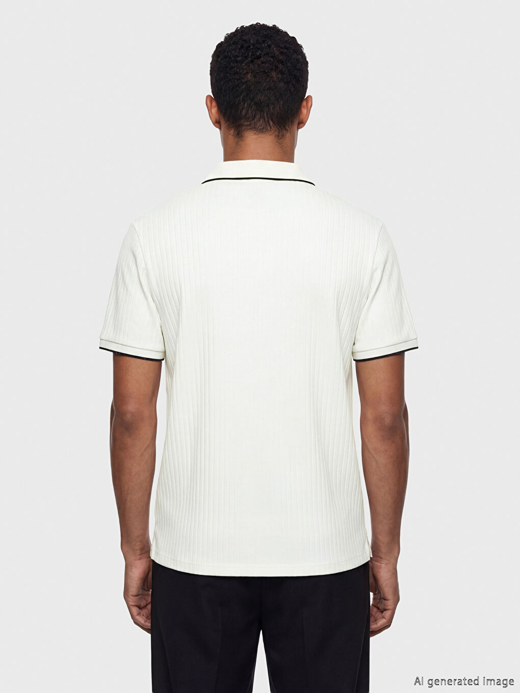 Ekru Polo Yaka Erkek Tişört-3