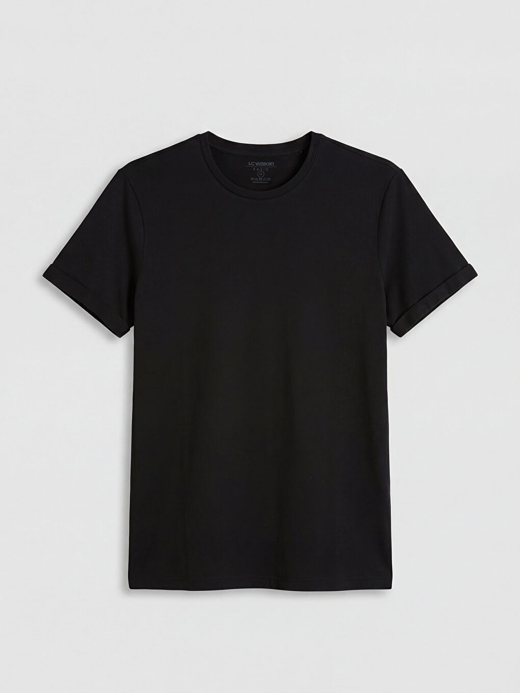 Siyah Bisiklet Yaka Erkek Penye Tişört-4