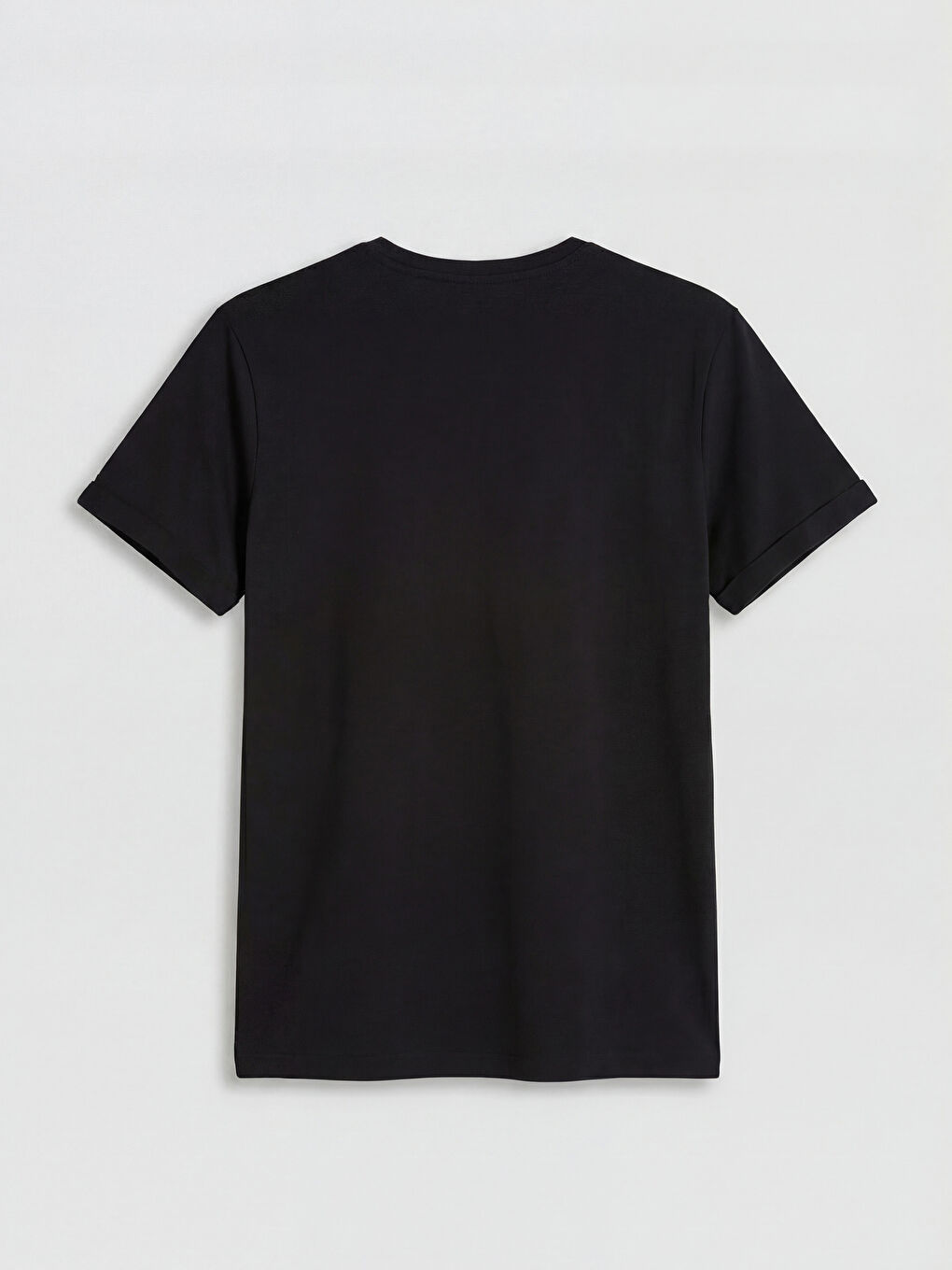 Siyah Bisiklet Yaka Erkek Penye Tişört-5