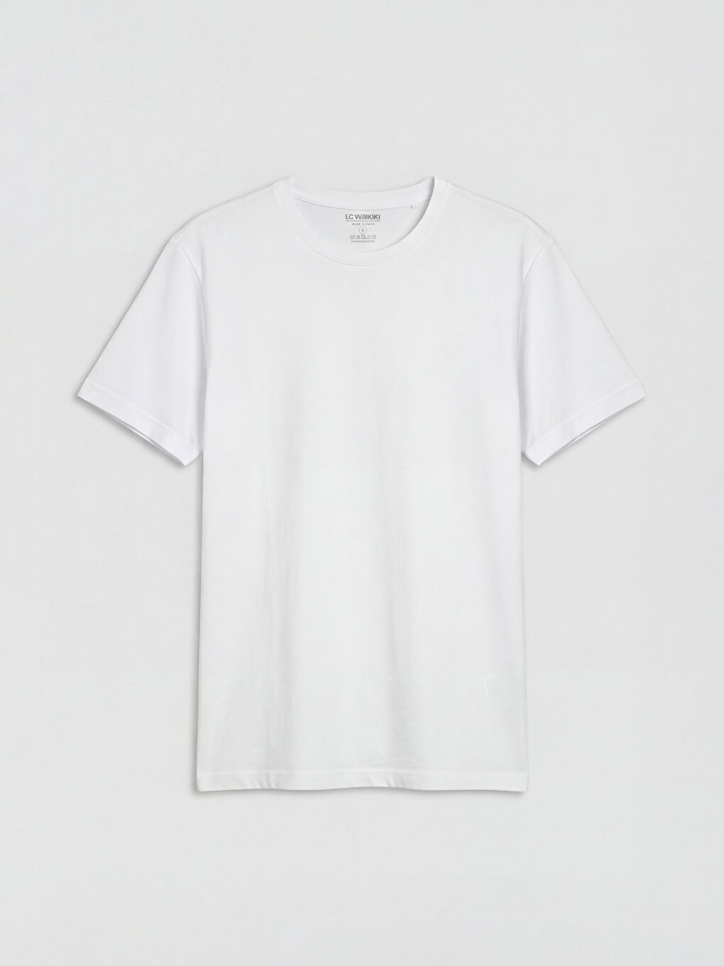 Beyaz Bisiklet Yaka Erkek Penye Tişört