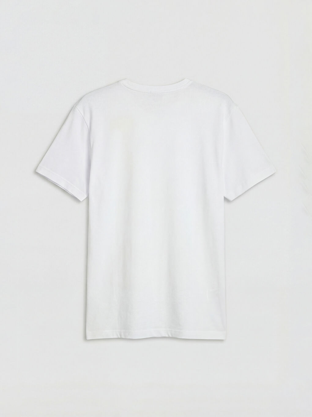 Beyaz Bisiklet Yaka Erkek Penye Tişört-1