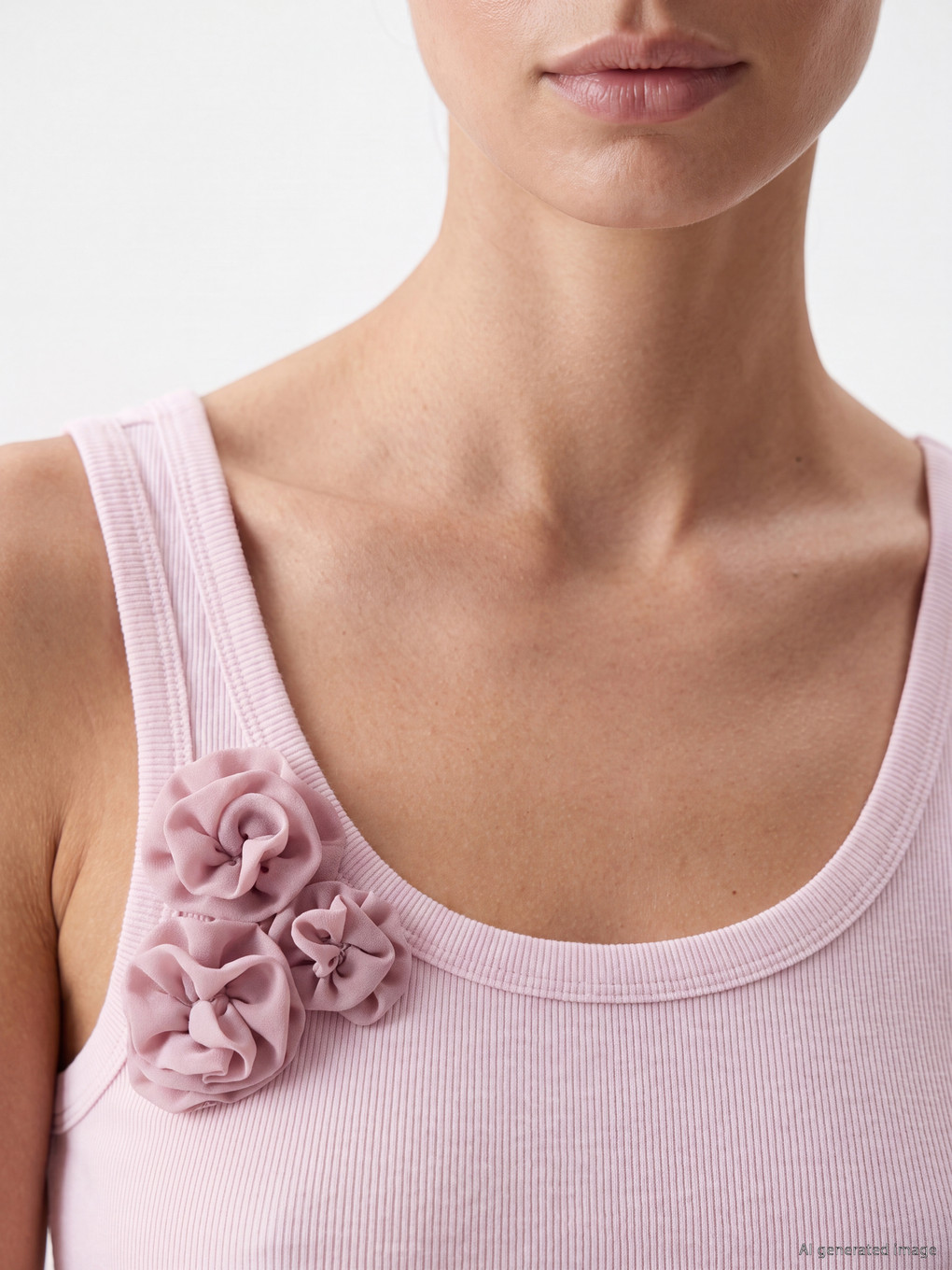 Flower Appliquéd Women's Ribbed Tank Top-2