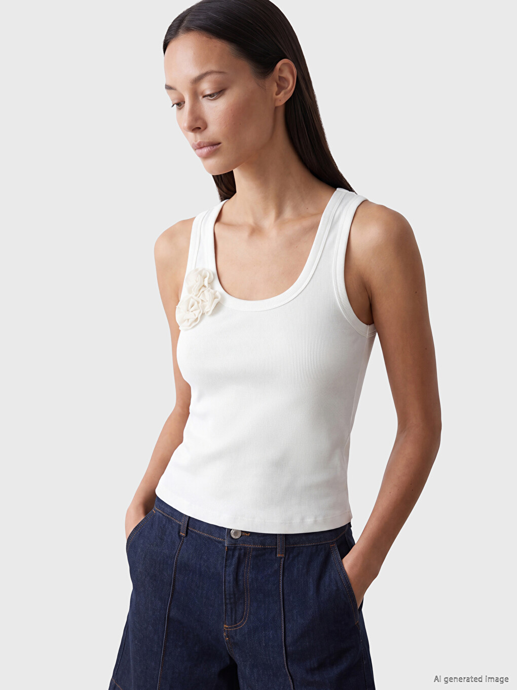 زهري تطريز نسائي مضلع تانك توب