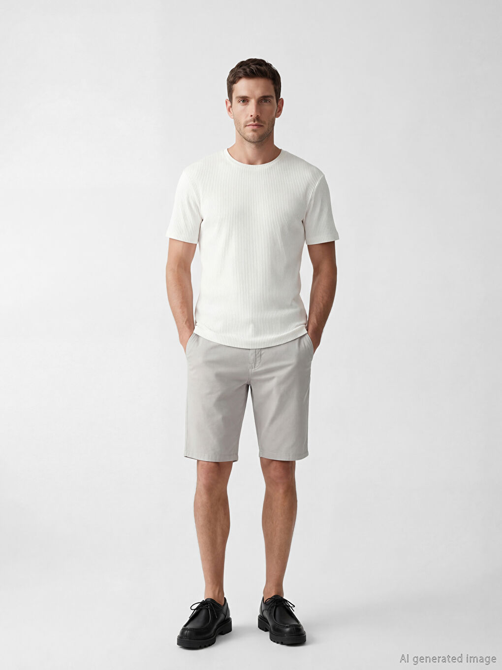 Beyaz Slim Fit Bisiklet Yaka Erkek Tişört-1