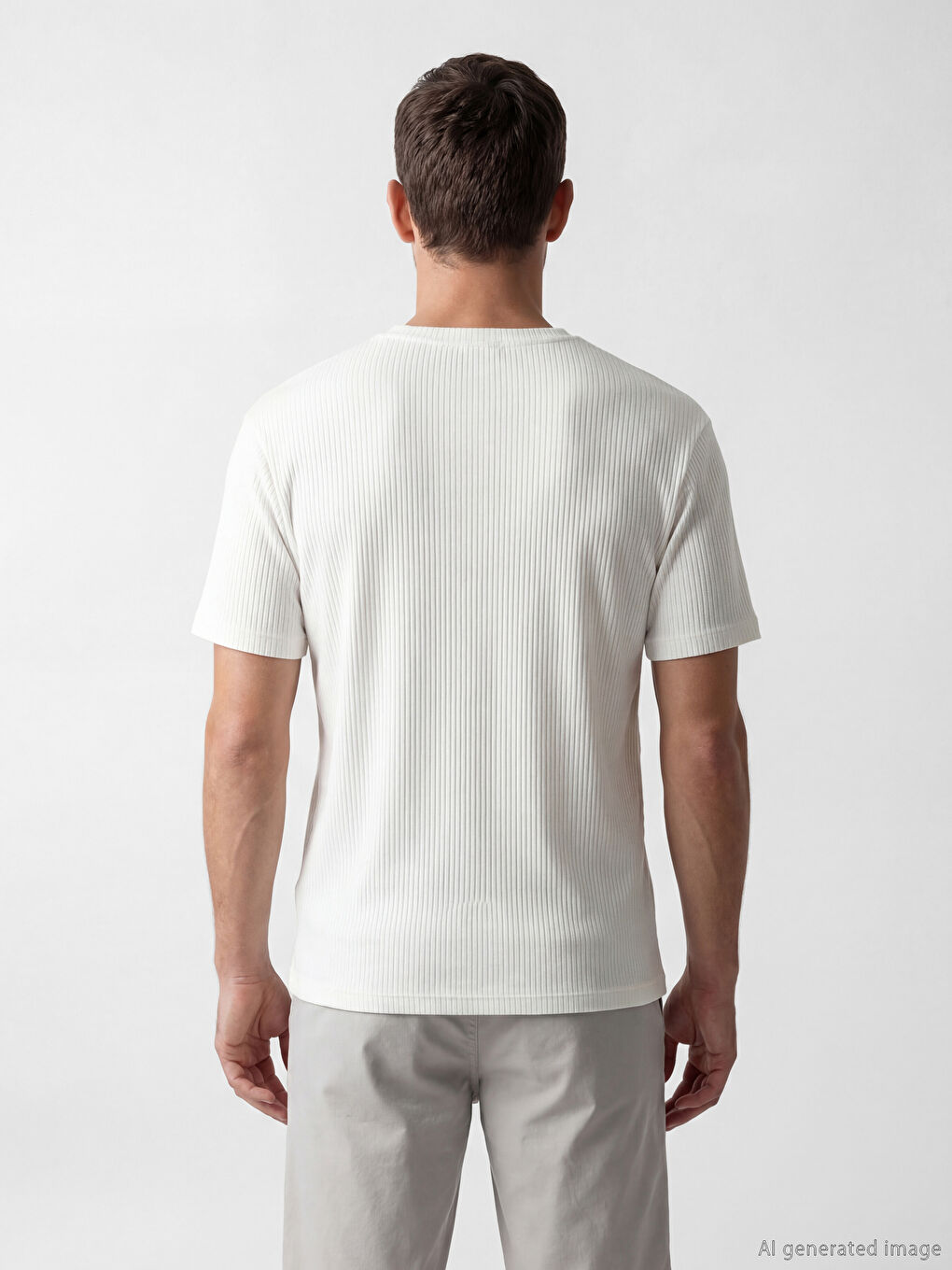 Beyaz Slim Fit Bisiklet Yaka Erkek Tişört-3