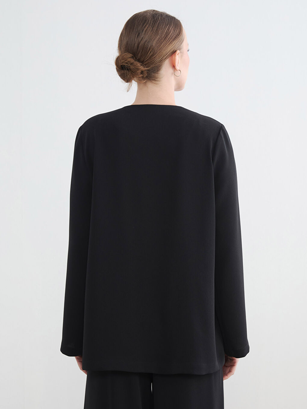 Siyah Kruvaze Yaka Kadın Blazer Ceket-3