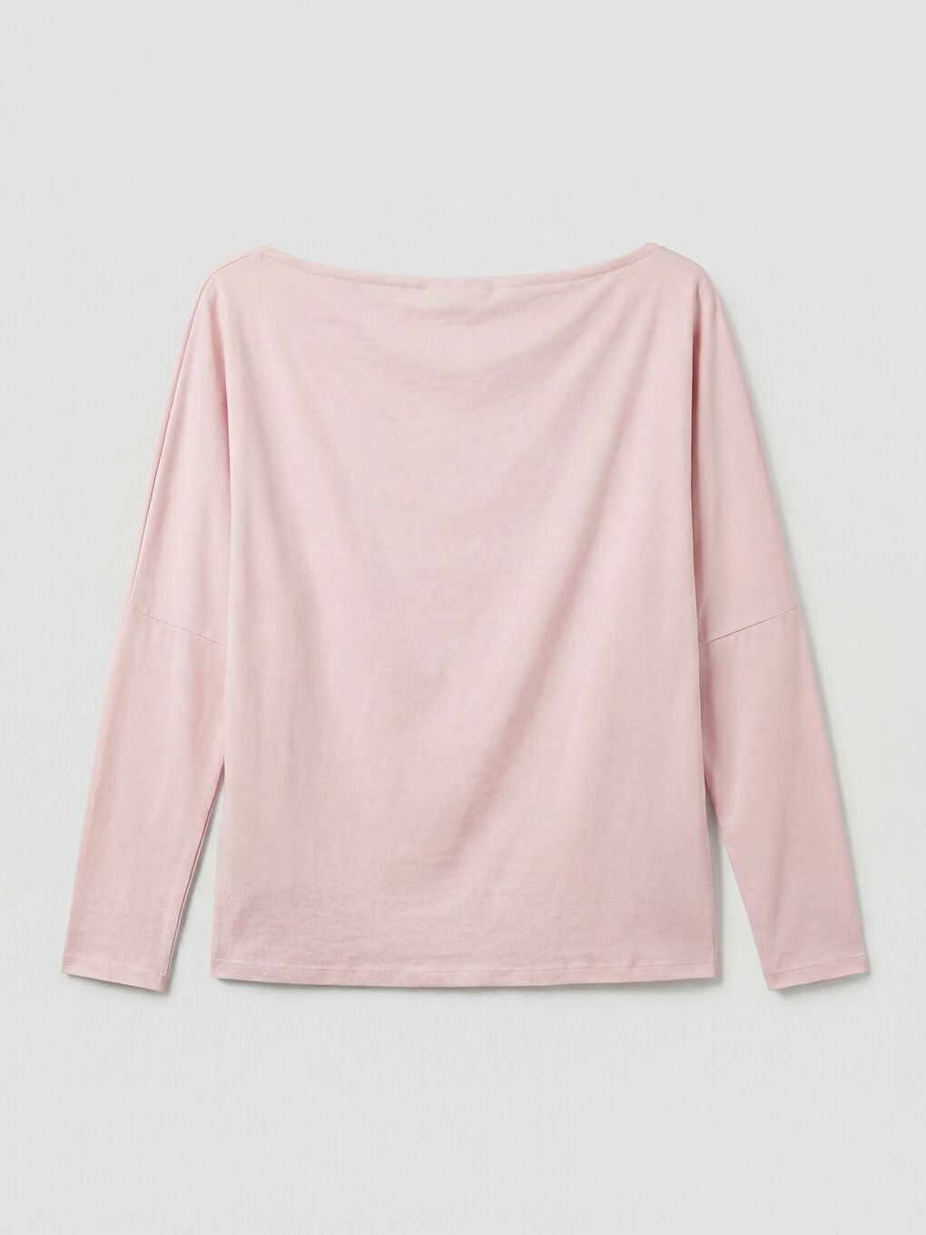 Pembe Kayık Yaka Dökümlü  Bluz-1