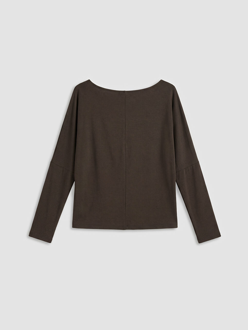 Kahverengi Kayık Yaka Dökümlü  Bluz-1