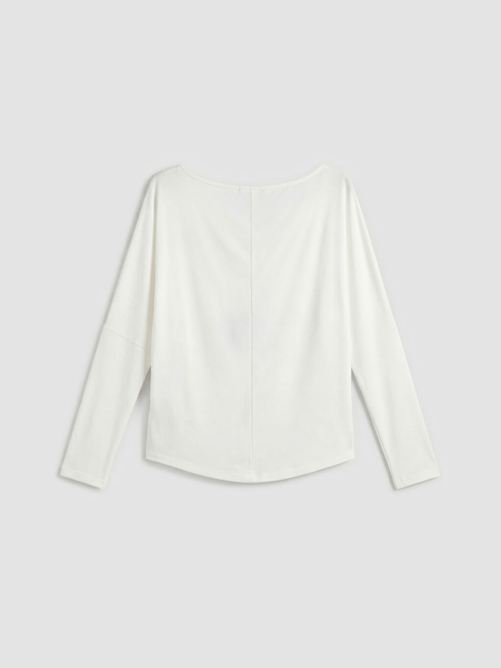 Beyaz Kayık Yaka Dökümlü  Bluz-1