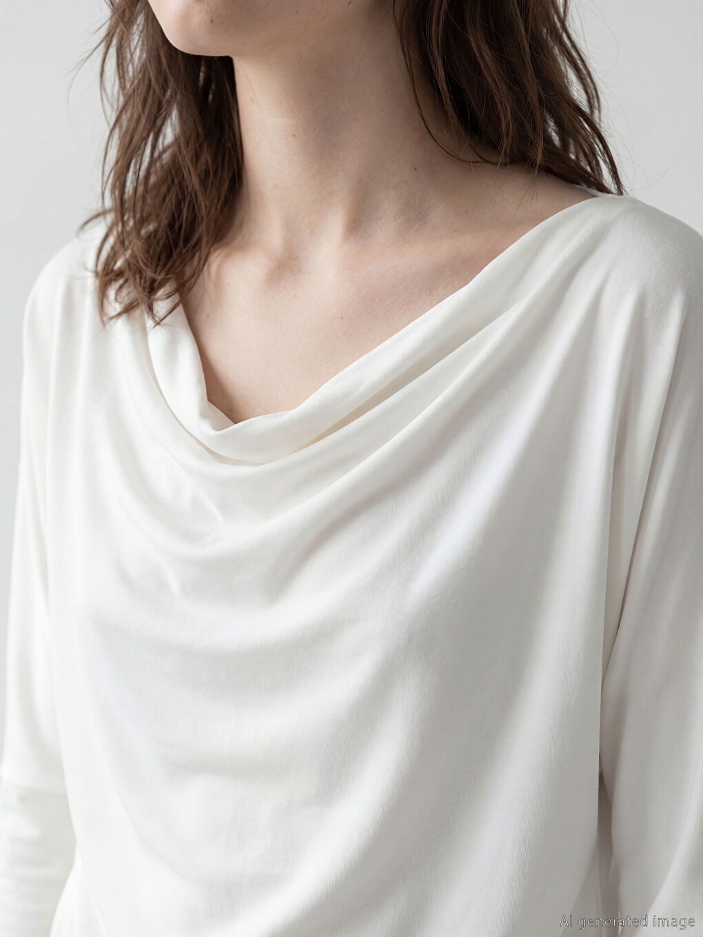 Beyaz Kayık Yaka Dökümlü  Bluz-2