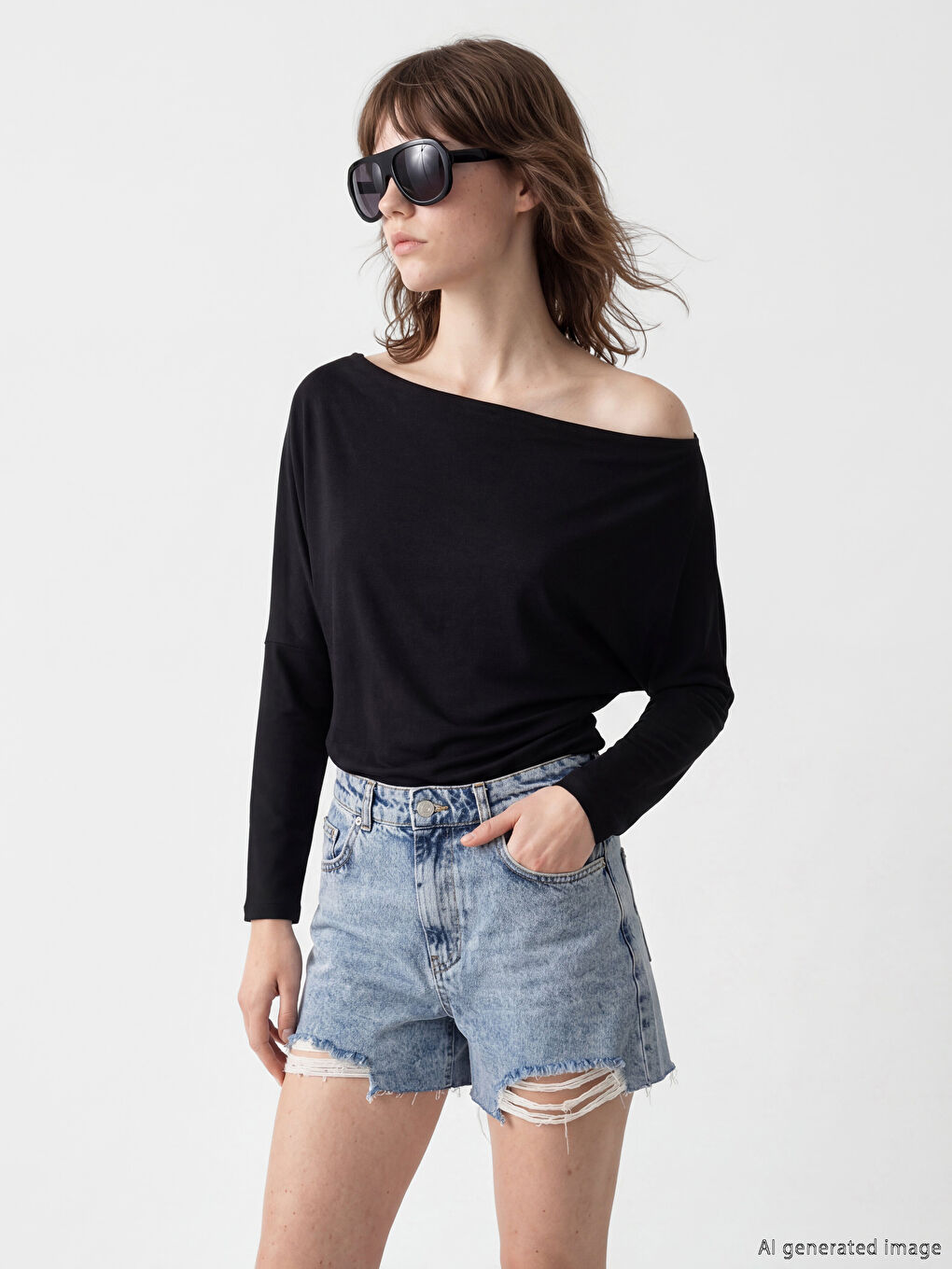 Женская блузка с вырезом лодочкой