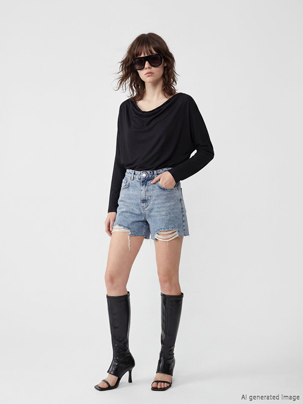 Женская блузка с вырезом лодочкой-1