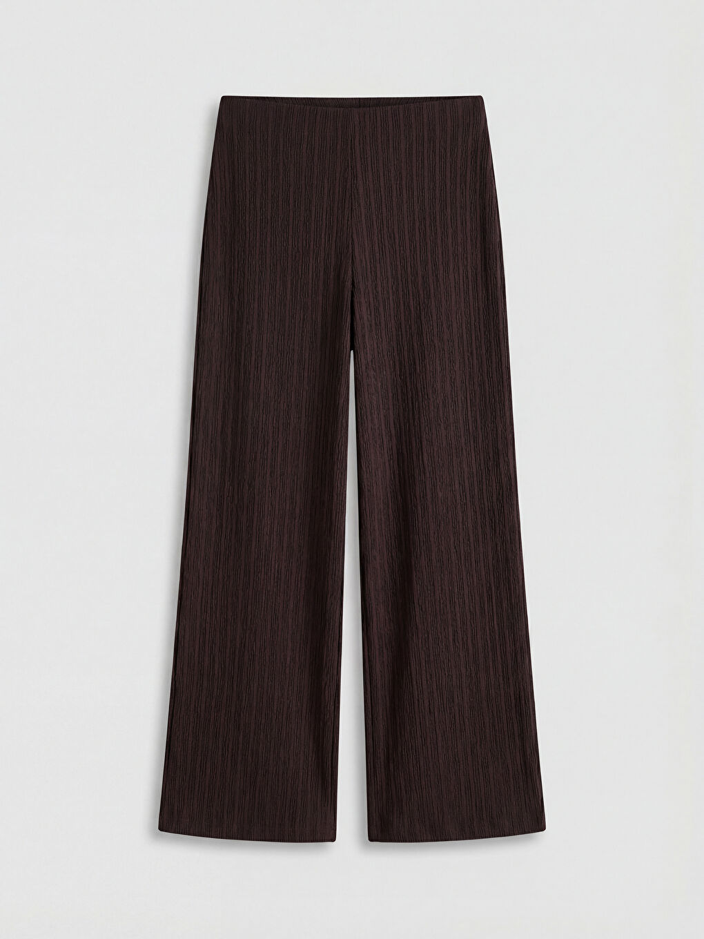 Bordo Beli Lastikli Çizgili Kadın Pantolon-4
