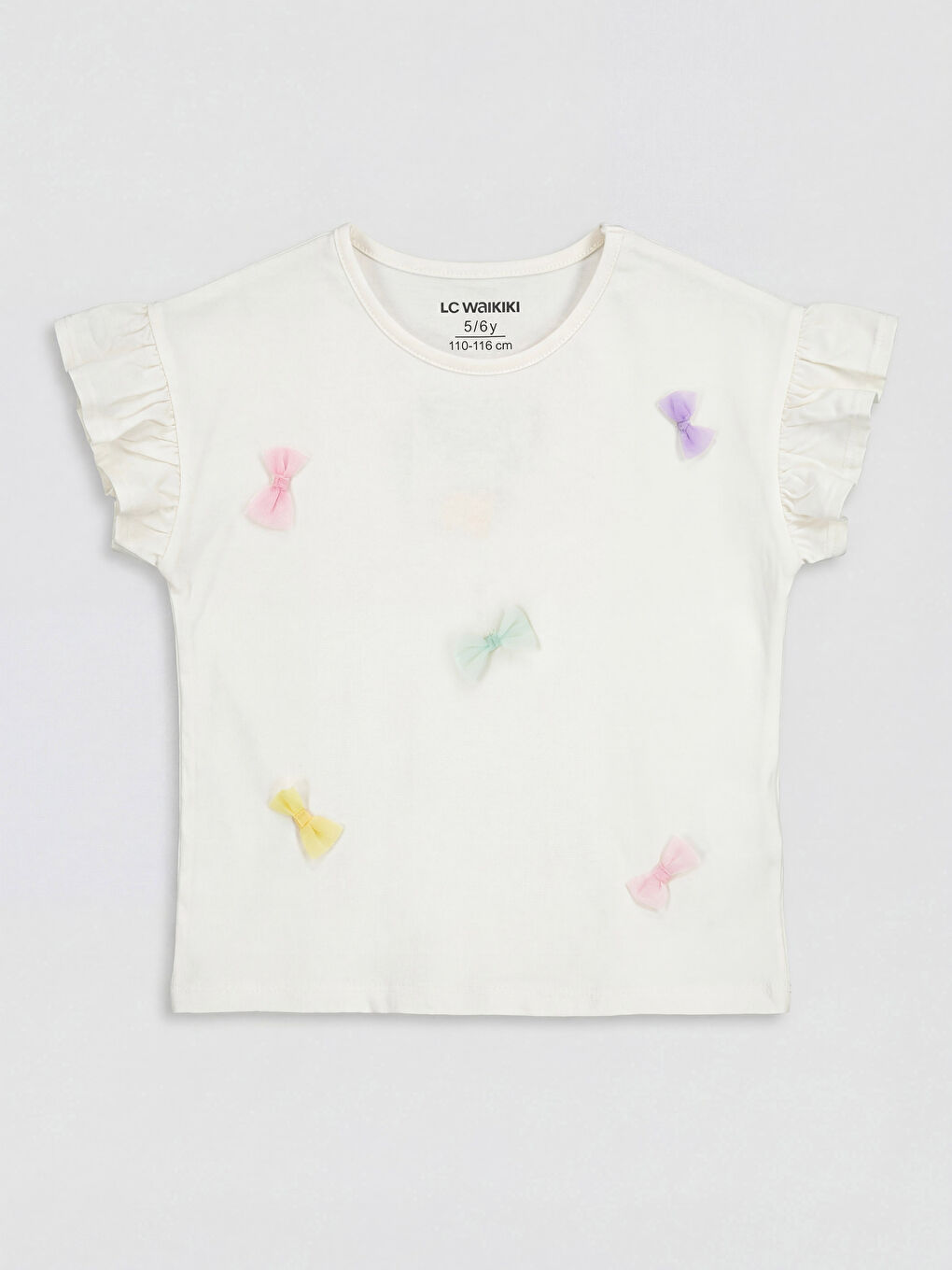 Ekru Bisiklet Yaka Nakışlı Kız Çocuk Takım-1