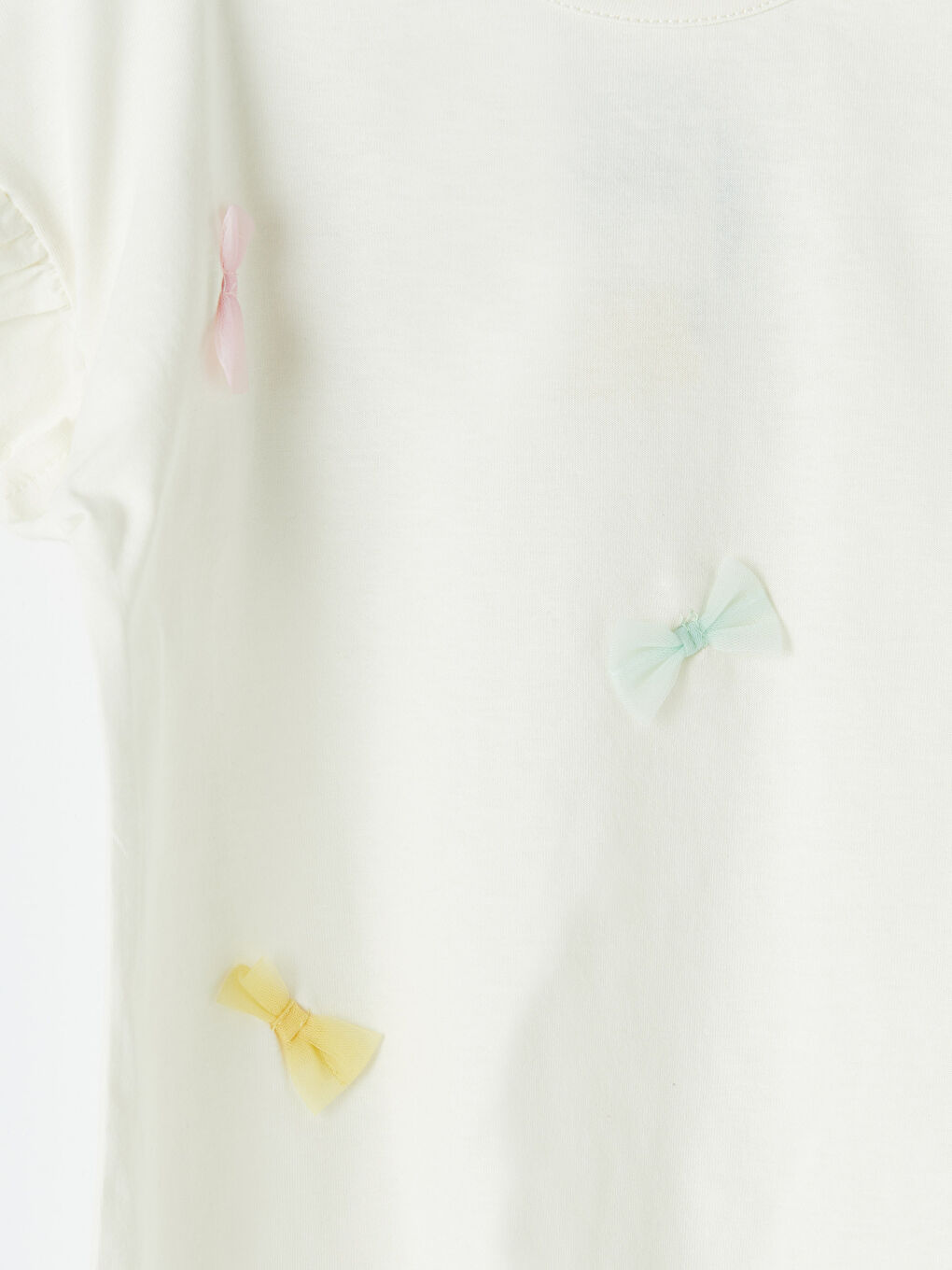 Ekru Bisiklet Yaka Nakışlı Kız Çocuk Takım-5