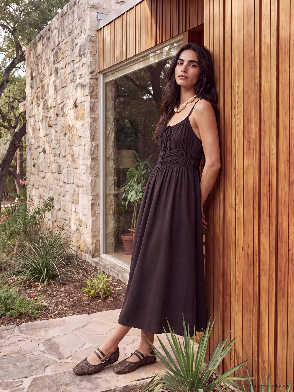 U Neck Strappy Flared Dress
