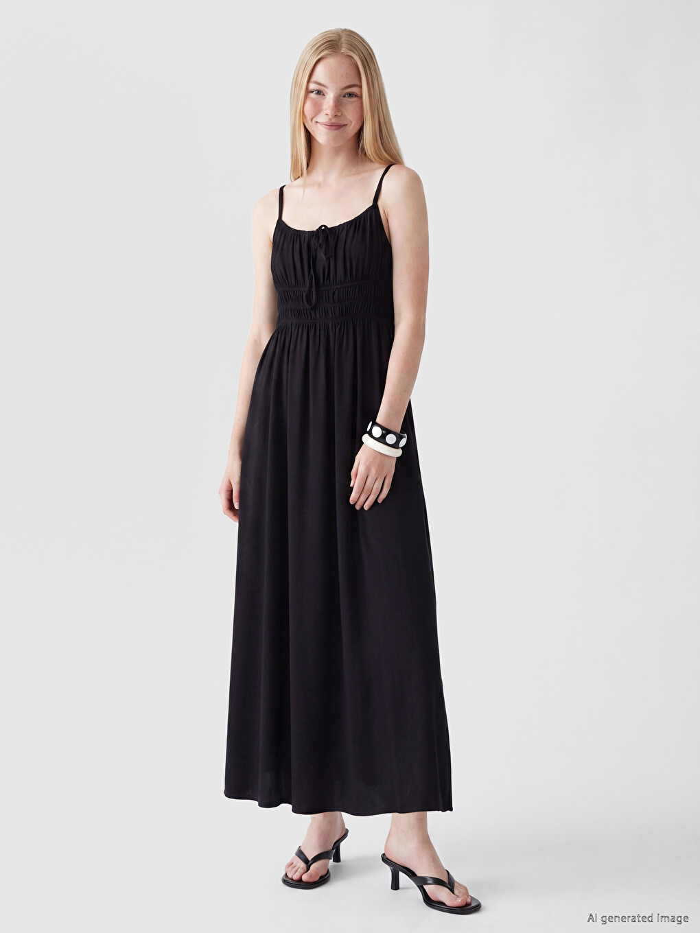 U Neck Strappy Flared Dress
