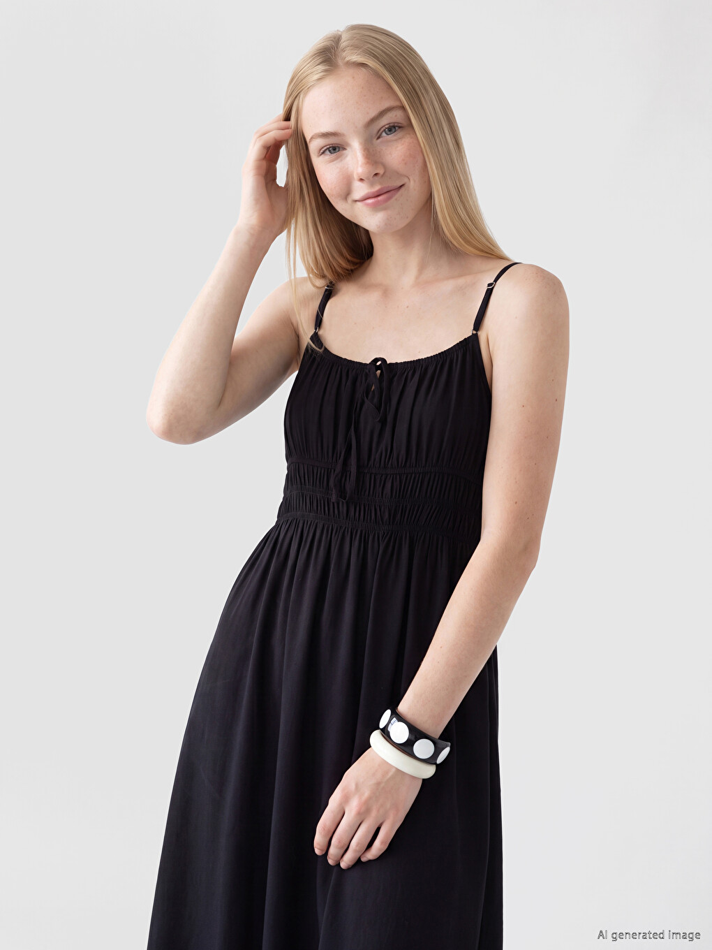 U Neck Strappy Flared Dress-1