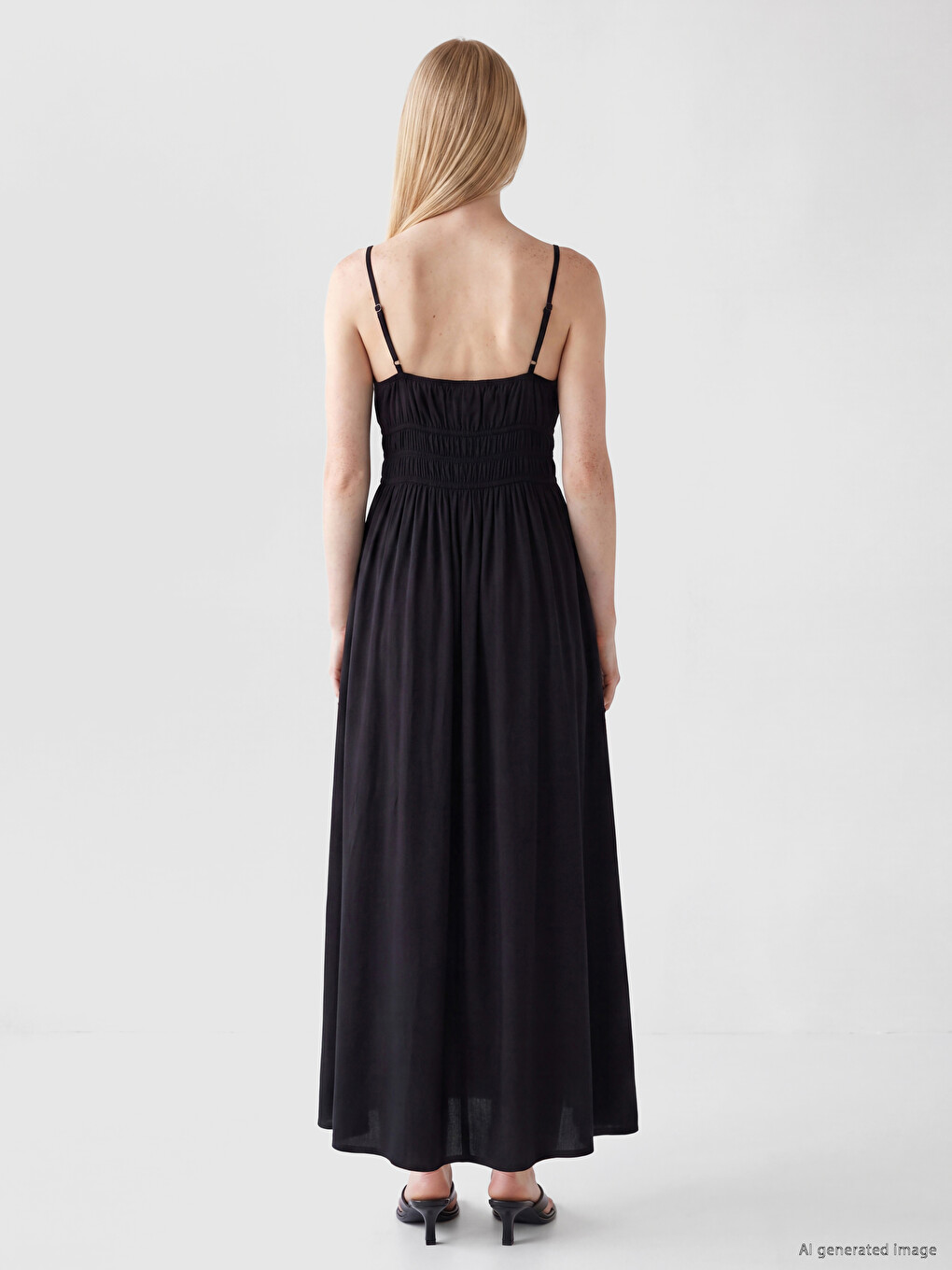 U Neck Strappy Flared Dress-3