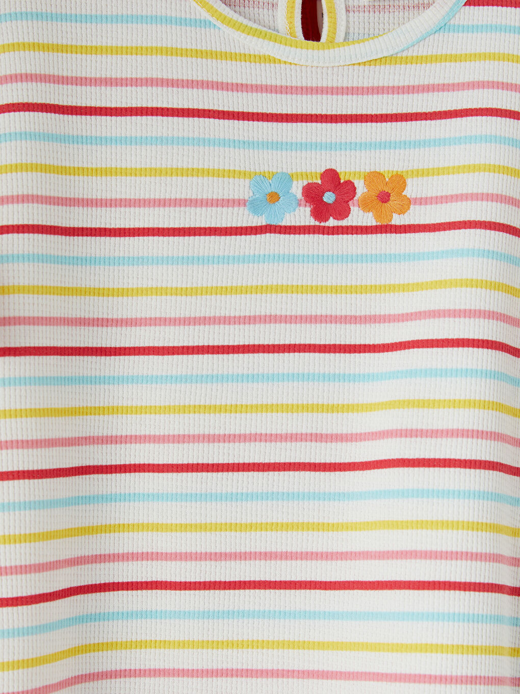 Kırmızı Bisiklet Yaka Nakışlı Kız Çocuk Tişört 2'li-4