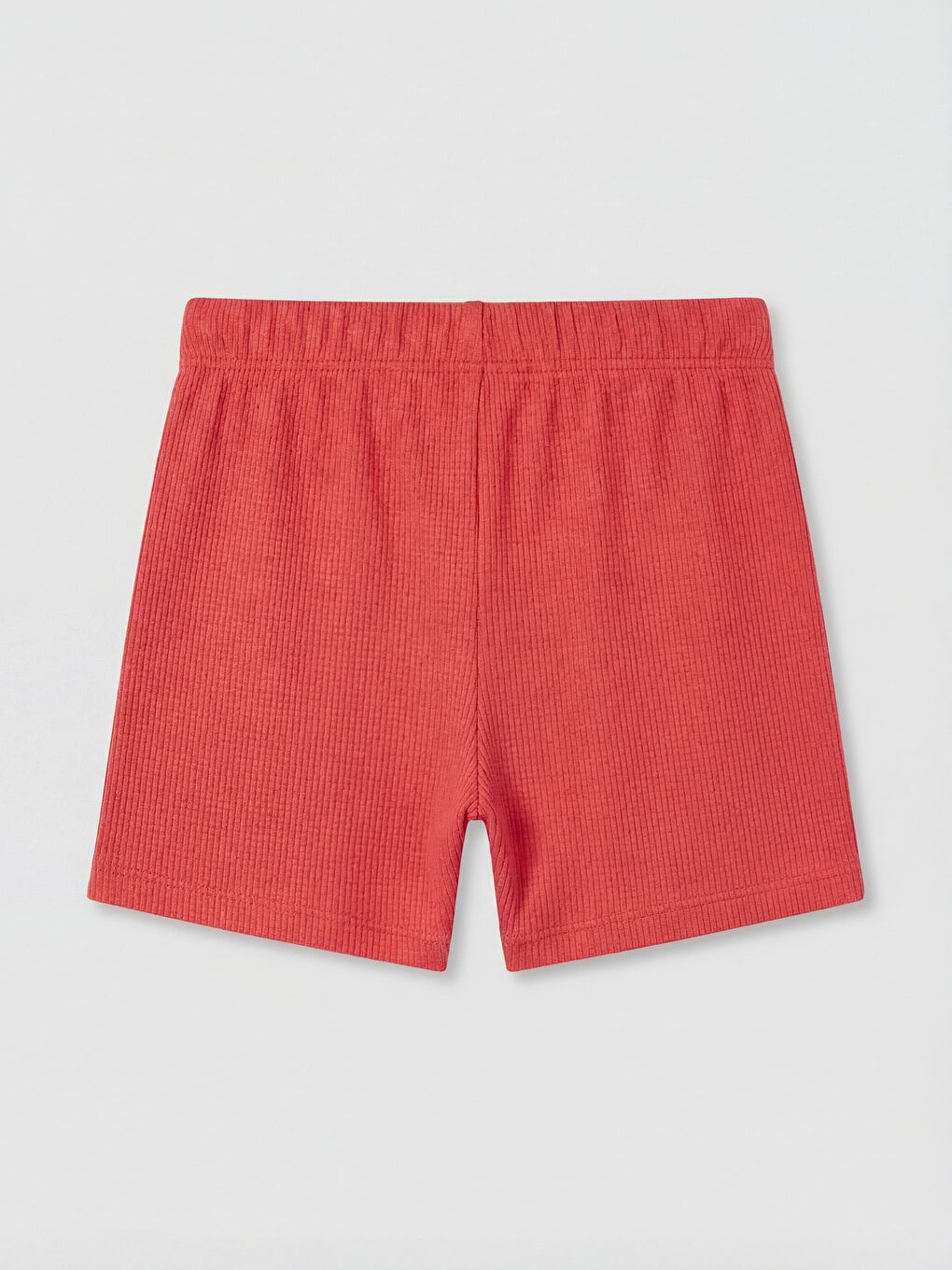 Kırmızı Beli Lastikli Dokulu Kız Çocuk Şort-1