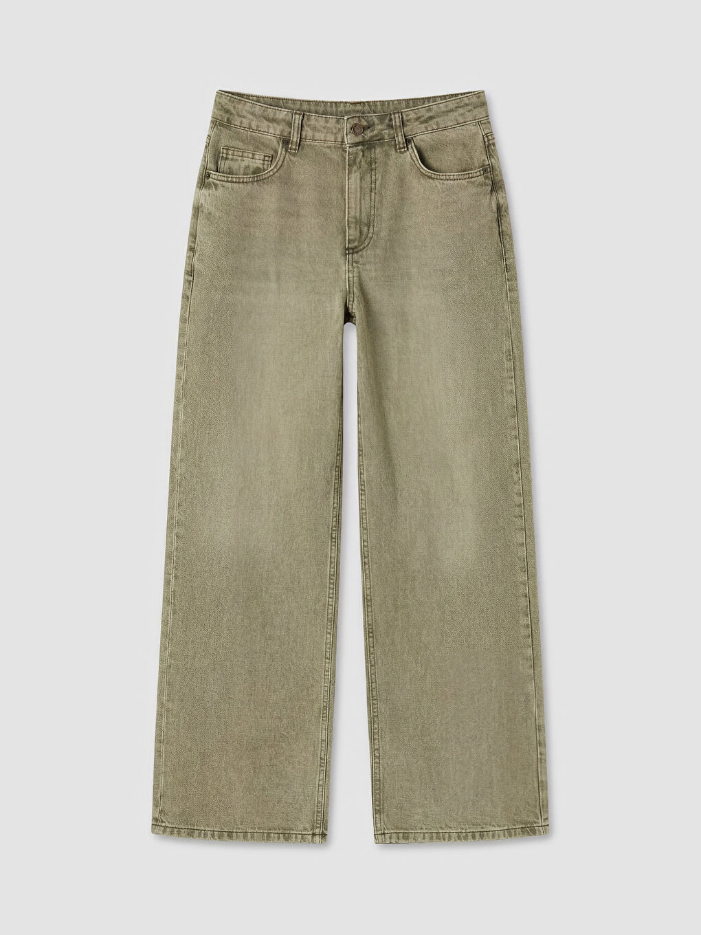 Haki Straight Fit Kadın Jean Pantolon