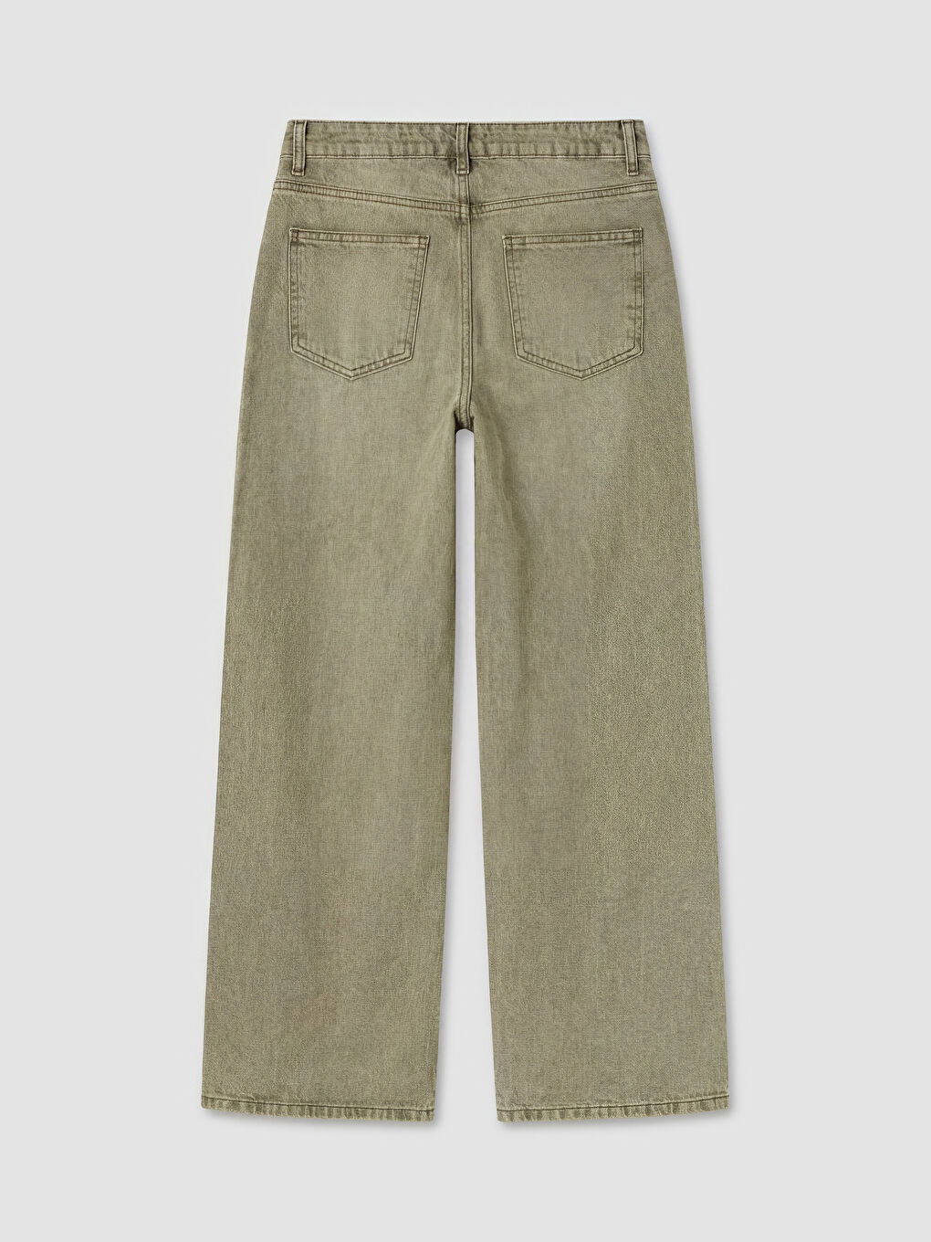 Haki Straight Fit Kadın Jean Pantolon-1