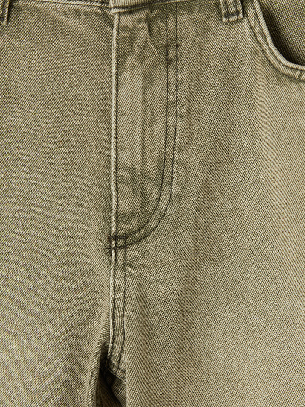 Haki Straight Fit Kadın Jean Pantolon-2