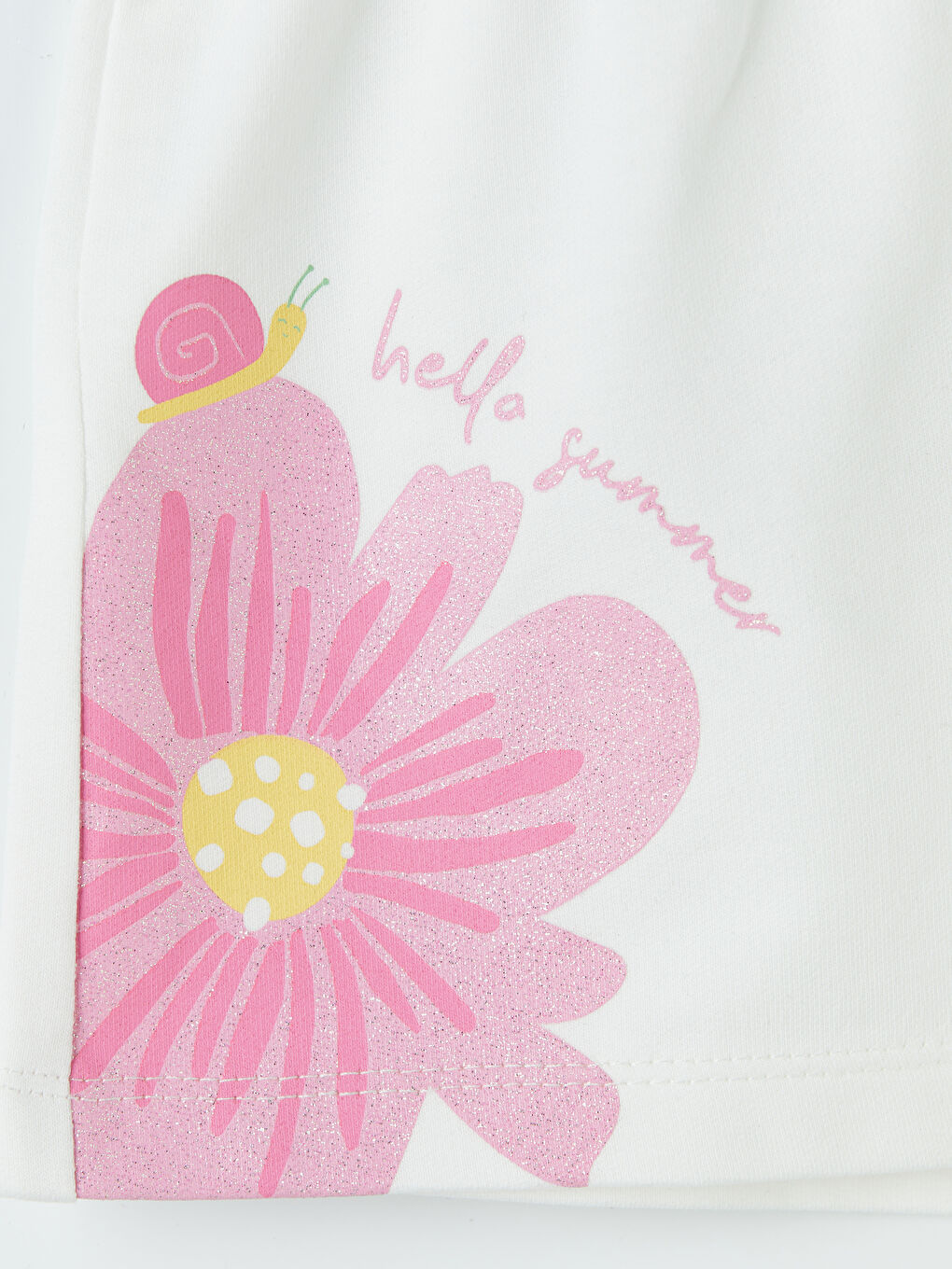 Ekru Kız Çocuk Çiçekli Şort-2