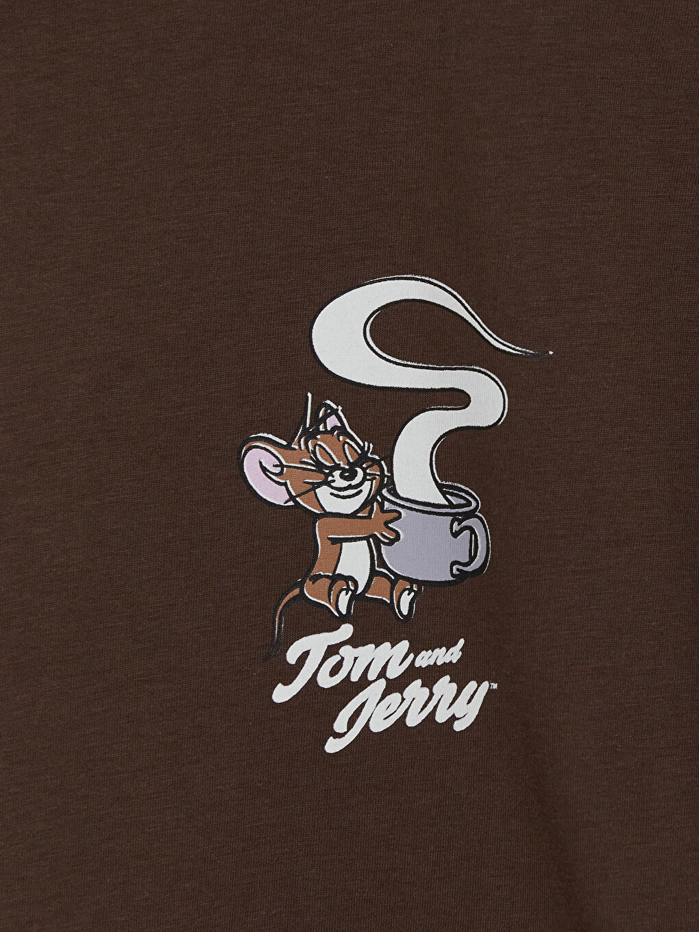 Kahverengi Tom & Jerry Baskılı Kadın Tişört-2
