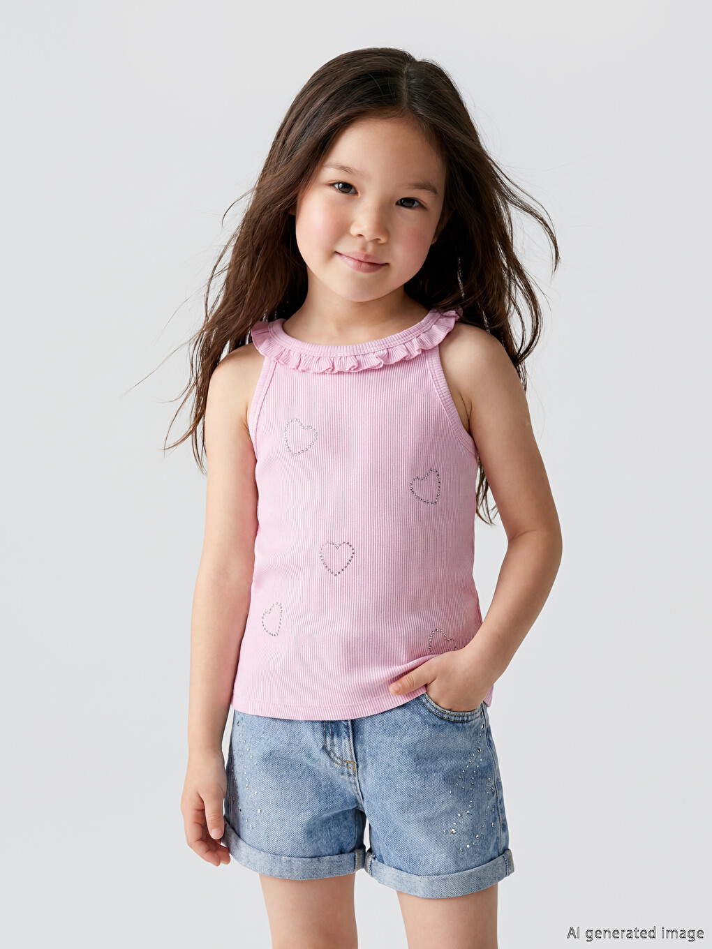 Lila Halter Yaka Baskılı Kız Çocuk Atlet-2