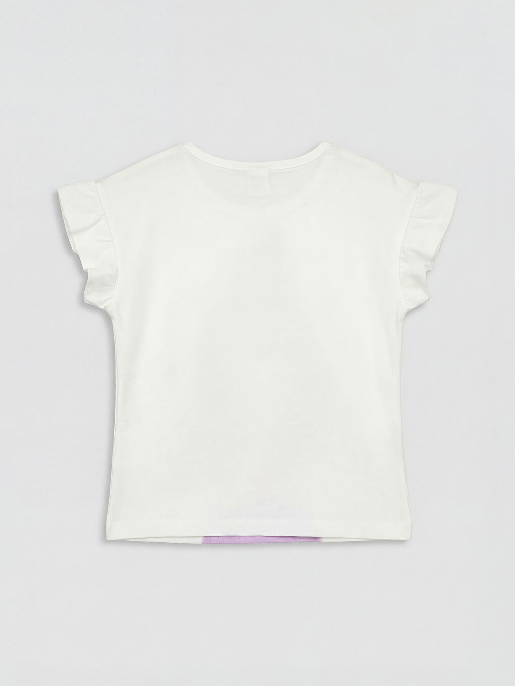 Ekru Bisiklet Yaka Baskılı Kız Çocuk Tişört-1