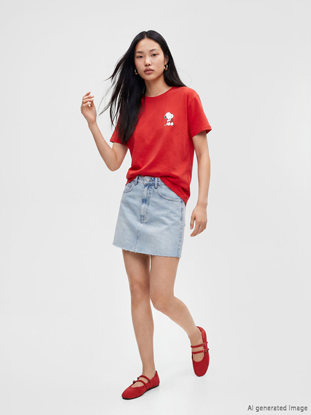 Ženska majica sa okruglim izrezom sa Snoopy printom-1