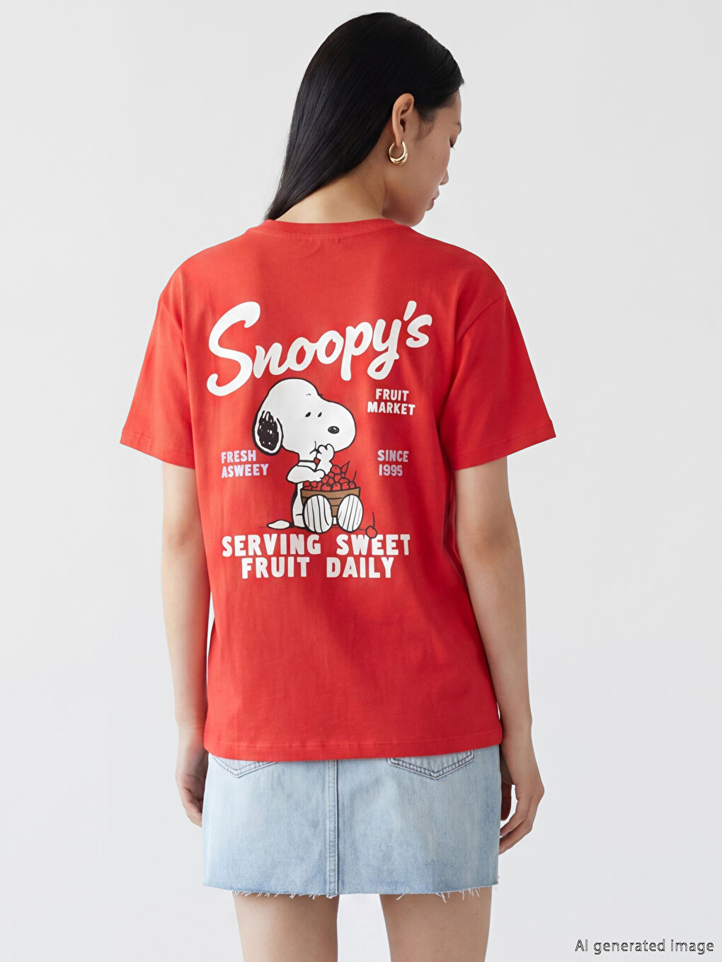 Ženska majica sa okruglim izrezom sa Snoopy printom-3