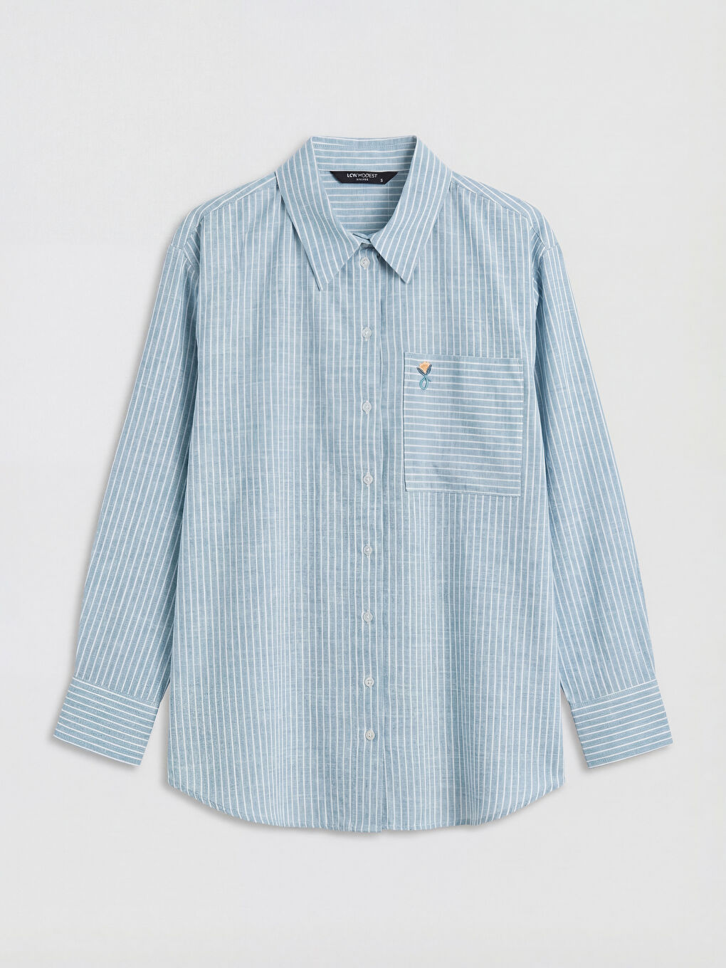 Yeşil Çizgili Poplin Kadın Gömlek Tunik