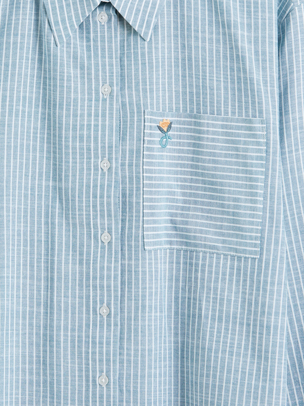 Yeşil Çizgili Poplin Kadın Gömlek Tunik-2