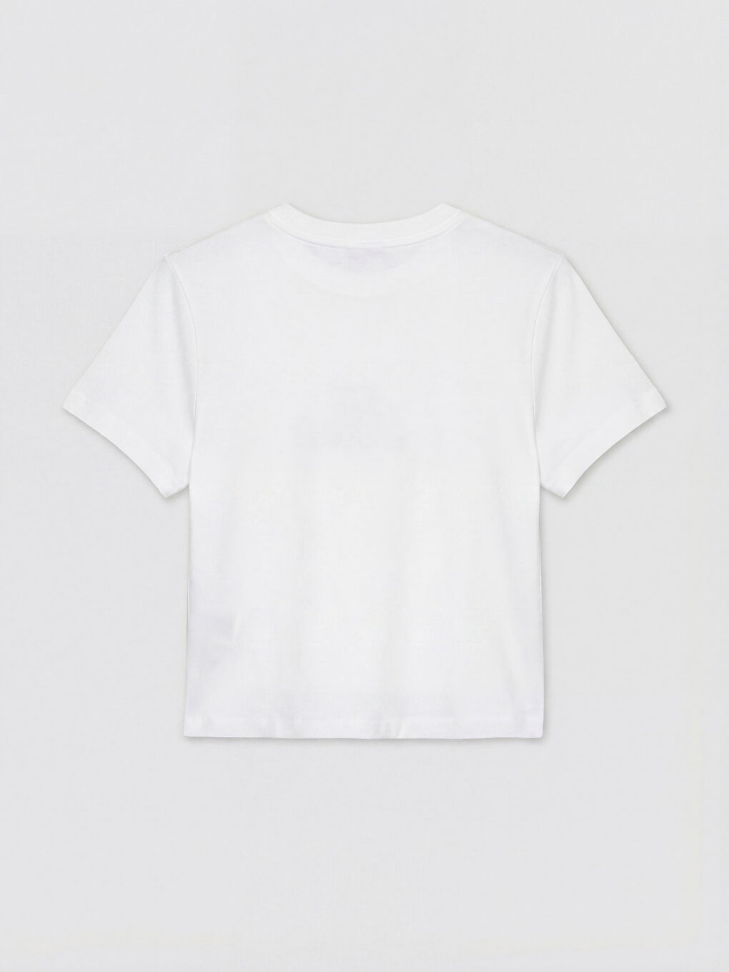 Beyaz Bisiklet Yaka Bambi Baskılı Kadın Tişört-1