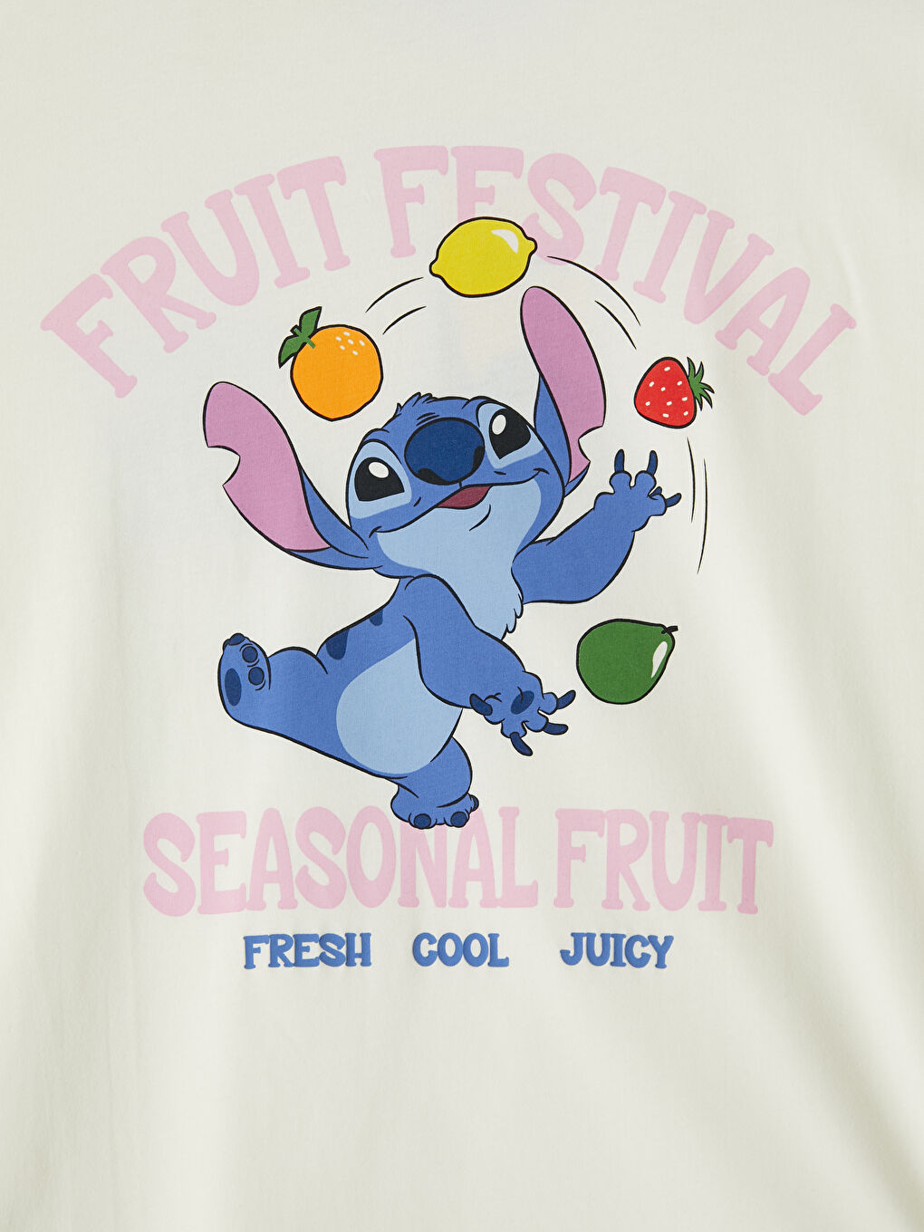 Bej Bisiklet Yaka Stitch Baskılı Kadın Tişört-7