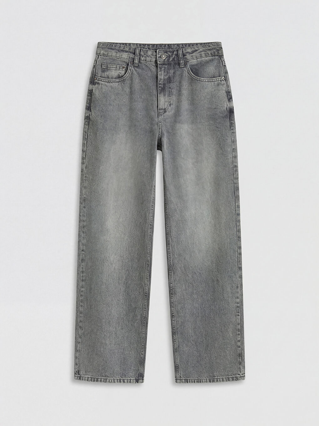 Gri Straight Fit Kadın Jean Pantolon