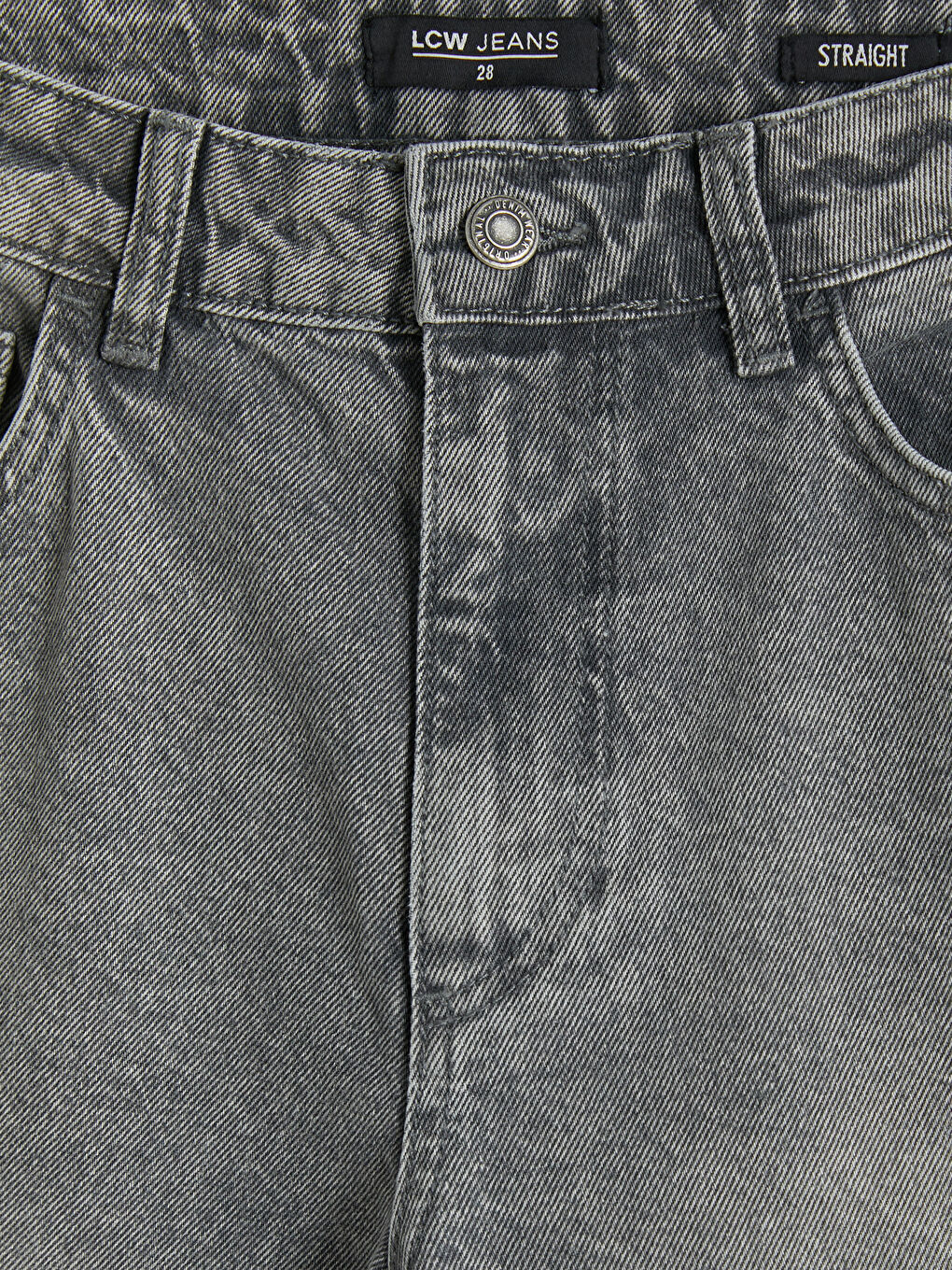 Gri Straight Fit Kadın Jean Pantolon-2