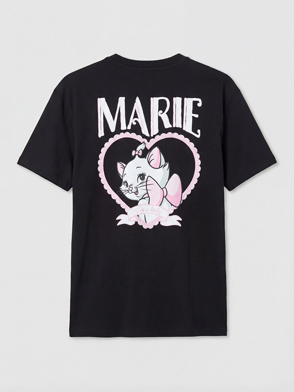 Siyah Aristocats Baskılı Kadın Tişört-1