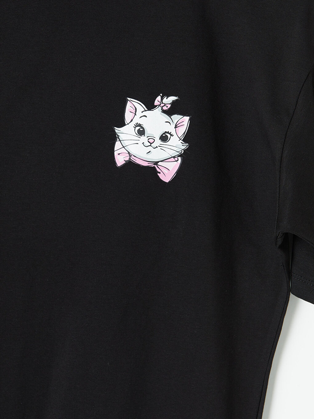 Siyah Aristocats Baskılı Kadın Tişört-2