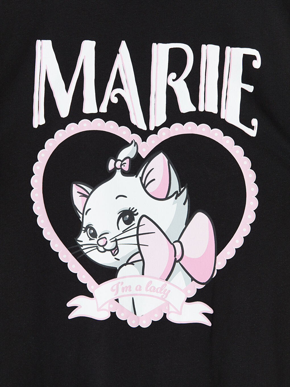 Siyah Aristocats Baskılı Kadın Tişört-3